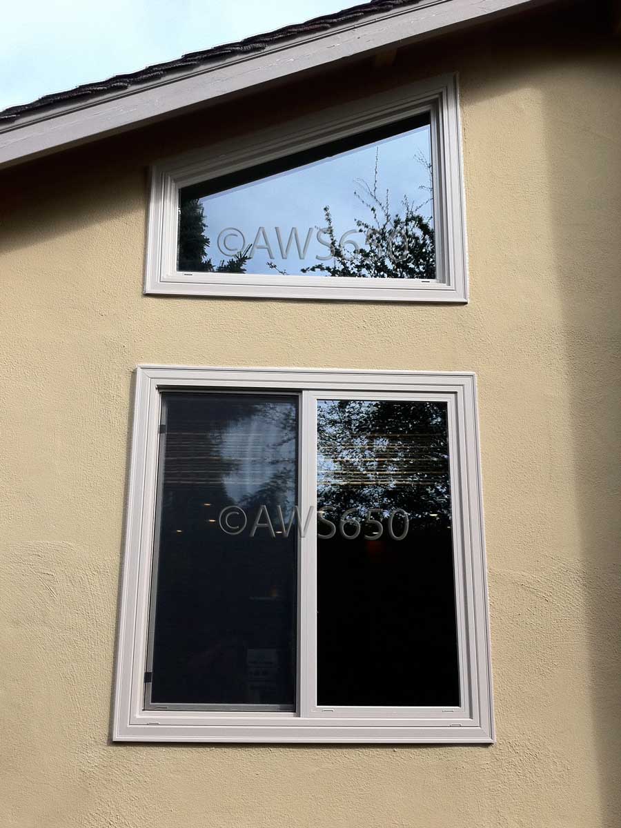 Milgard Fiberglass Replacement window with tan exterior.